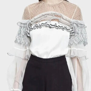 Self-Portrait Blouse Size Small Long Sleeves Bridal Kate Middleton